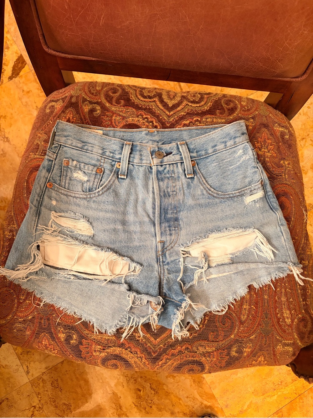 Levi’s 501 Light Blue Distressed Denim Women’s Shorts